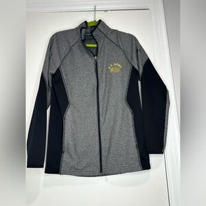 US Army Full Zip Unisex Under Armour Jacket. Gray And Black. Mock Collar. Small.